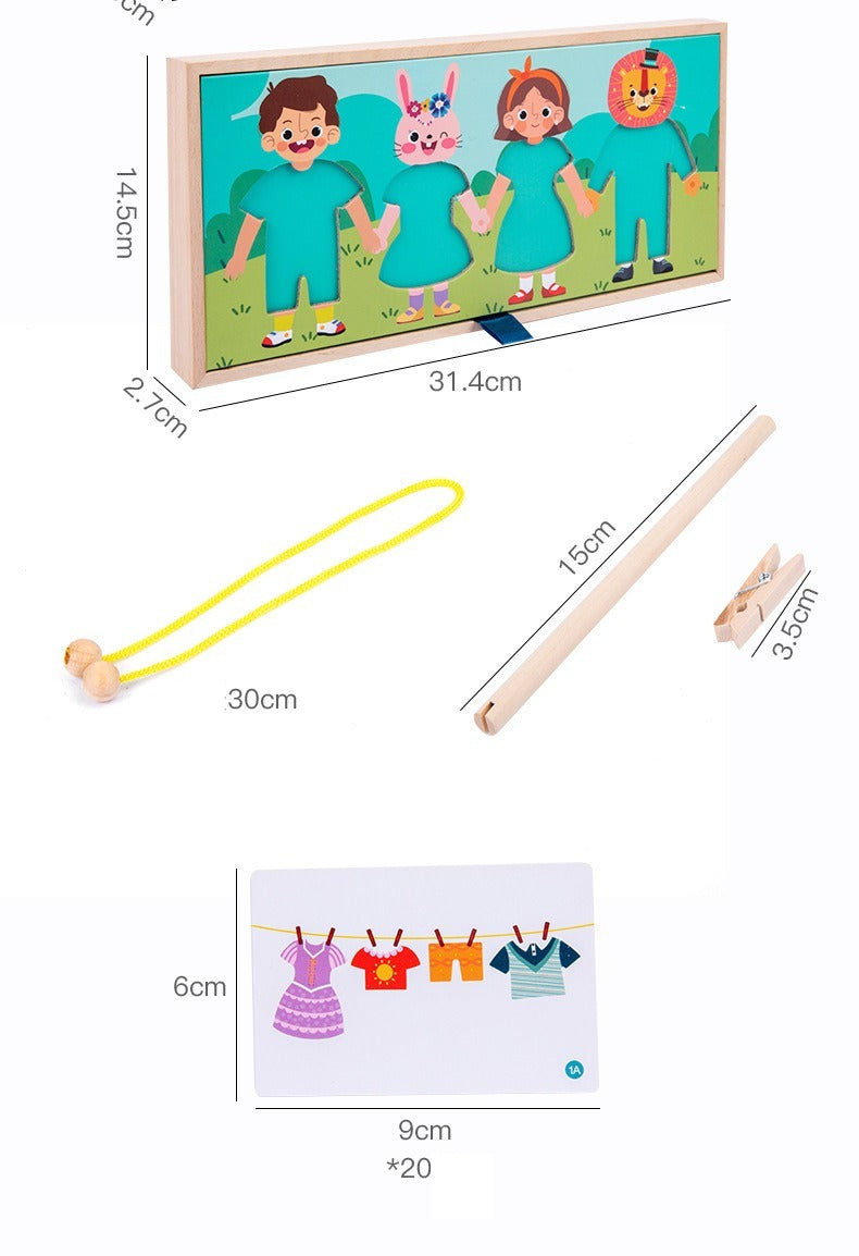 Clothesline Dress-Up Wooden Puzzle Activity