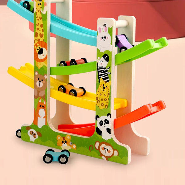 Wooden Car Ramp Racer Zig-Zag Track Toy