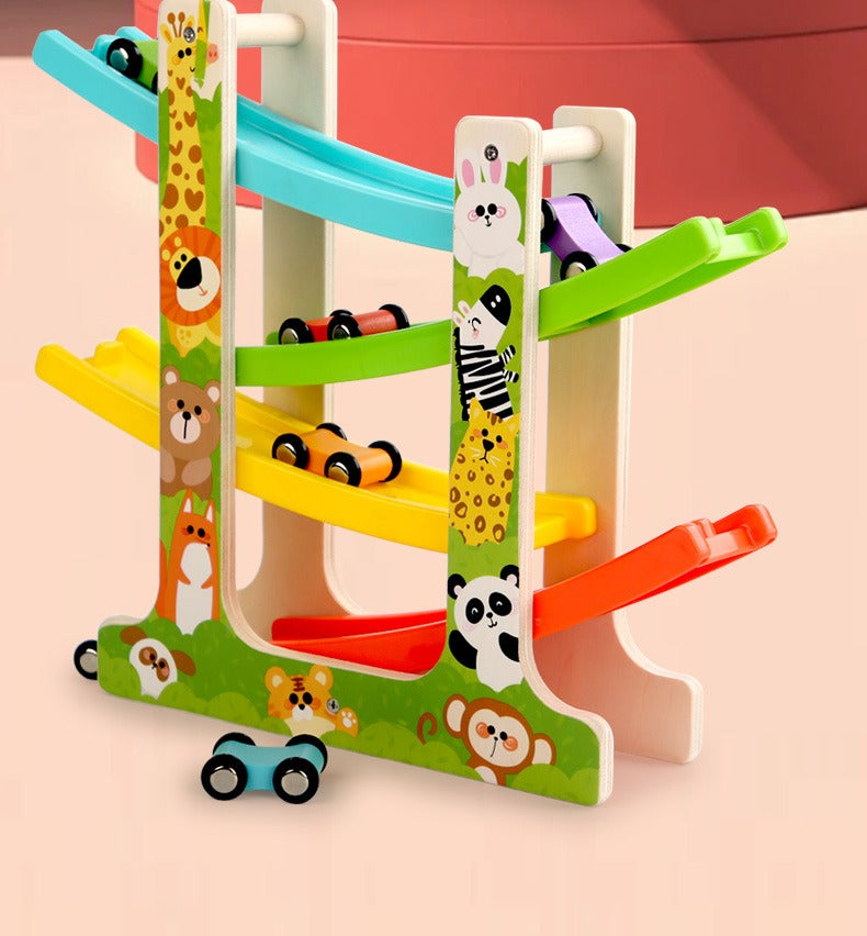 Wooden Car Ramp Racer Zig-Zag Track Toy