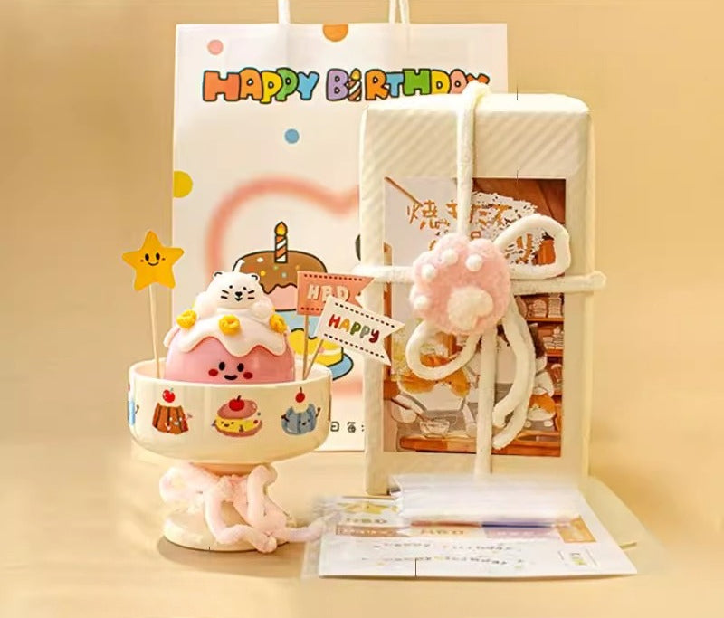 Animal Character Birthday Scented Candle with Ceramic Tray