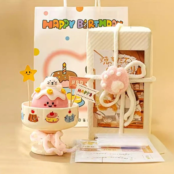 Animal Character Birthday Scented Candle with Ceramic Tray