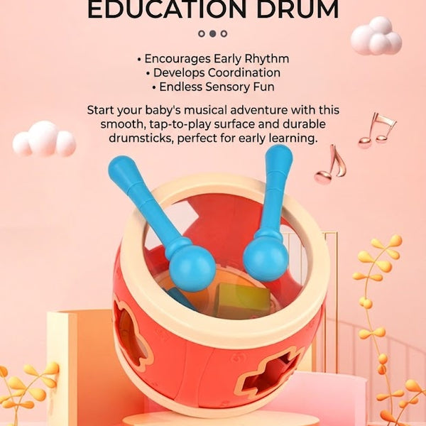 2-in-1 Baby Shape Sorter and Musical Drum Toy