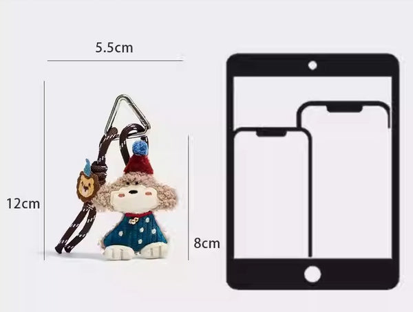 Curly Teddy Dog Plush Bag Charm