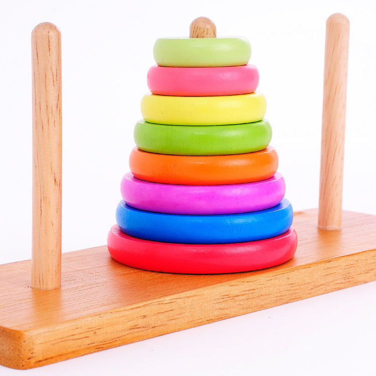 Classic Wooden Tower of Hanoi – Logic & Stacking Puzzle