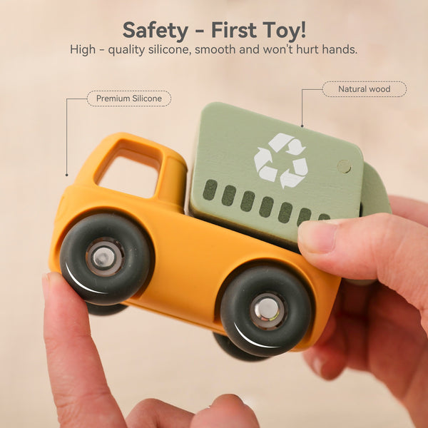Silicone & Wood Convertible Vehicle Set