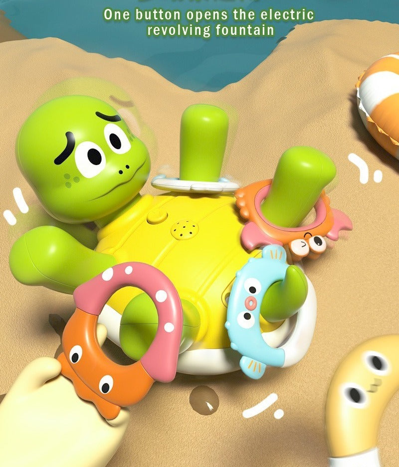 Electric Spraying Turtle Bath Toy with Ring Toss