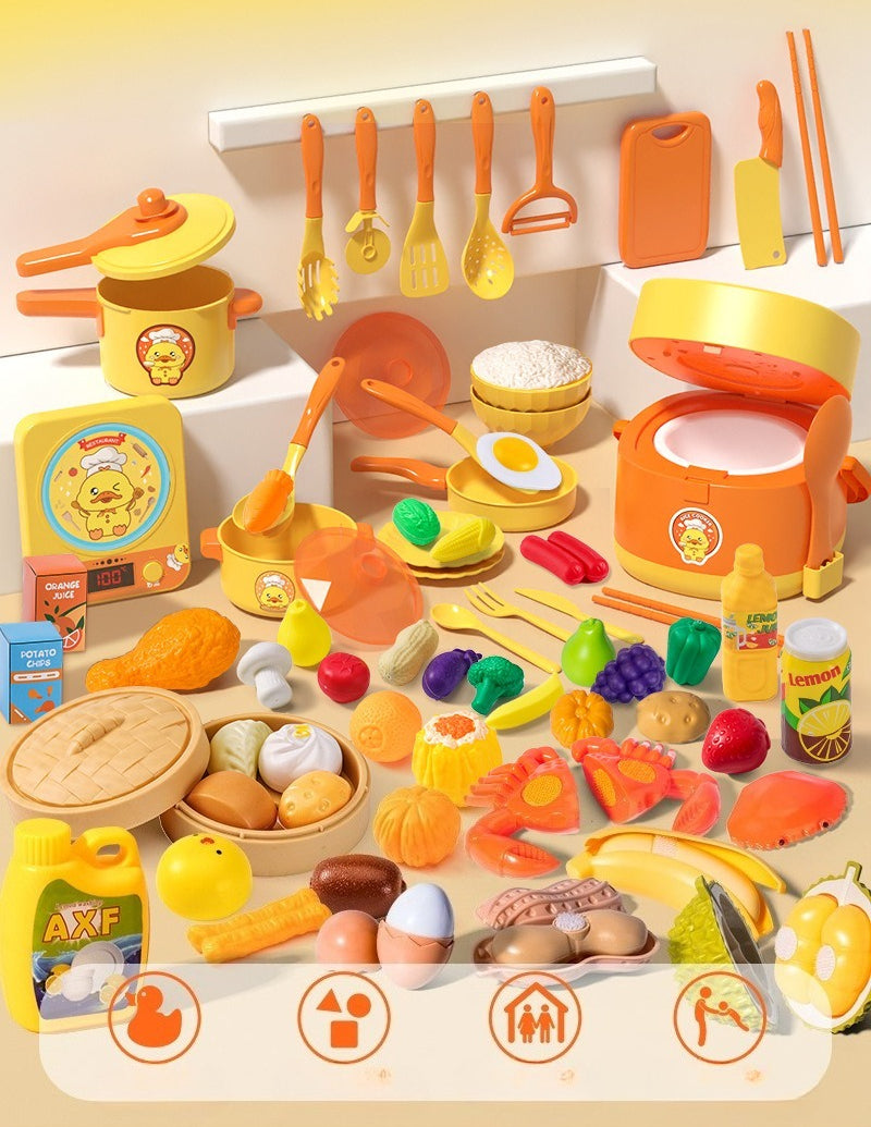 Interactive Steam Rice Cooker Kitchen Toy Set - 68 Pieces