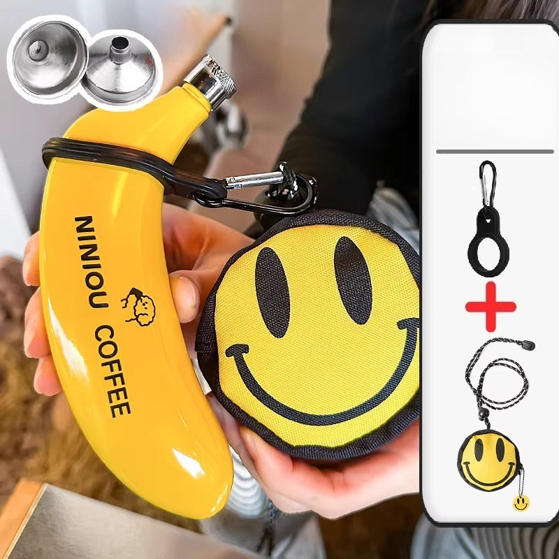 Banana Stainless Steel Hip Flask with Funnel