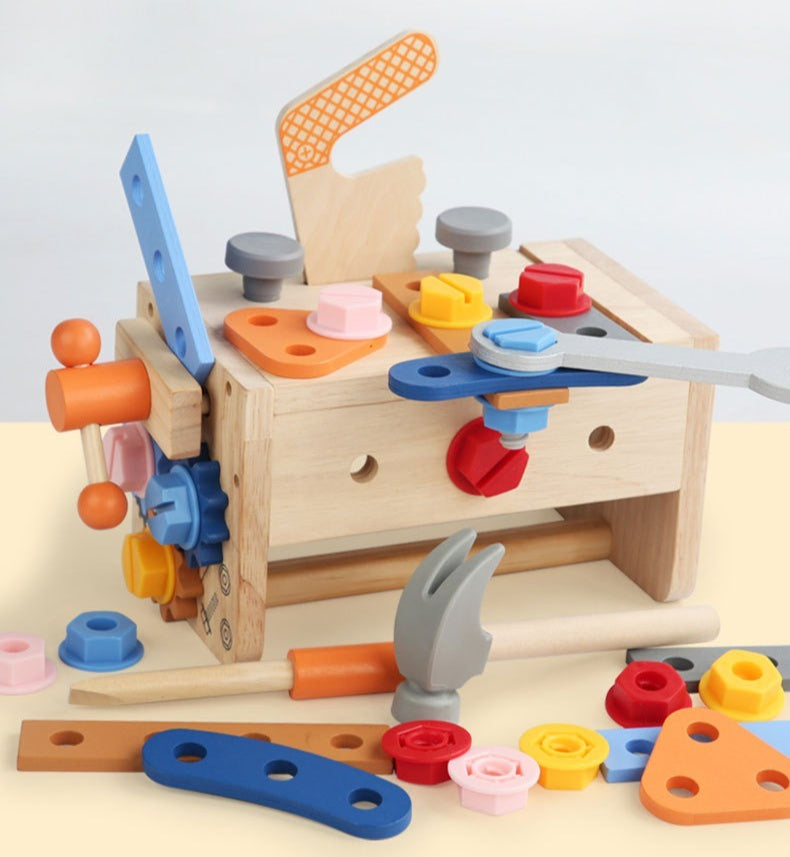 Kids Wooden Toolbox and Construction Toy