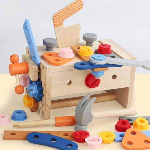Kids Wooden Toolbox and Construction Toy