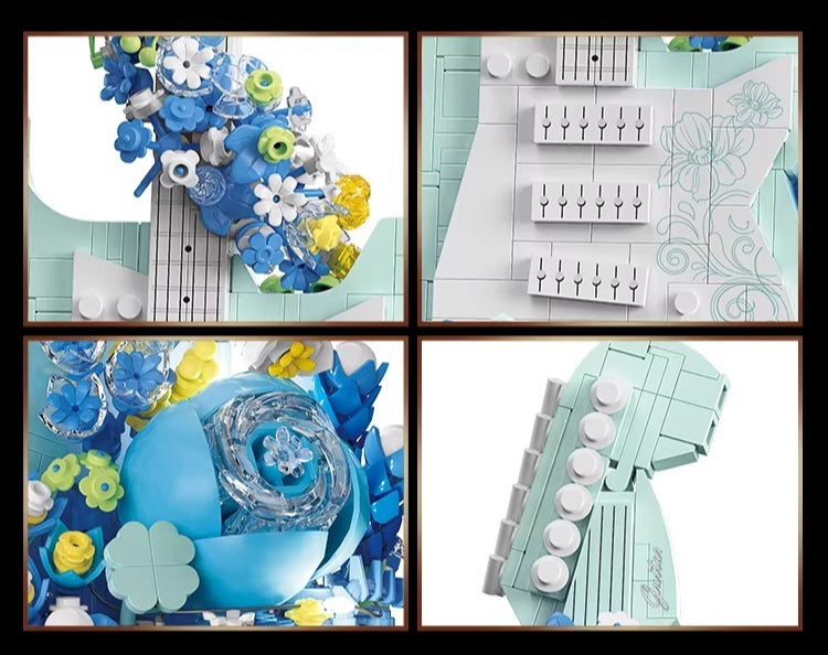 Guitar Floral Building Block Set