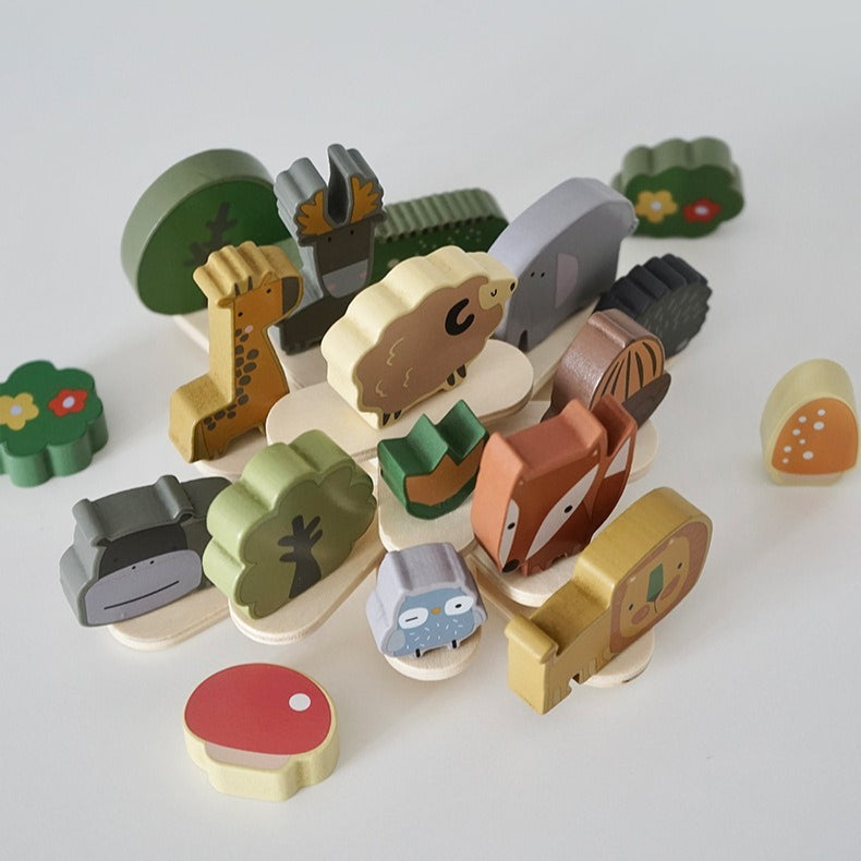 Wooden Forest Animal Stacking Balance Game