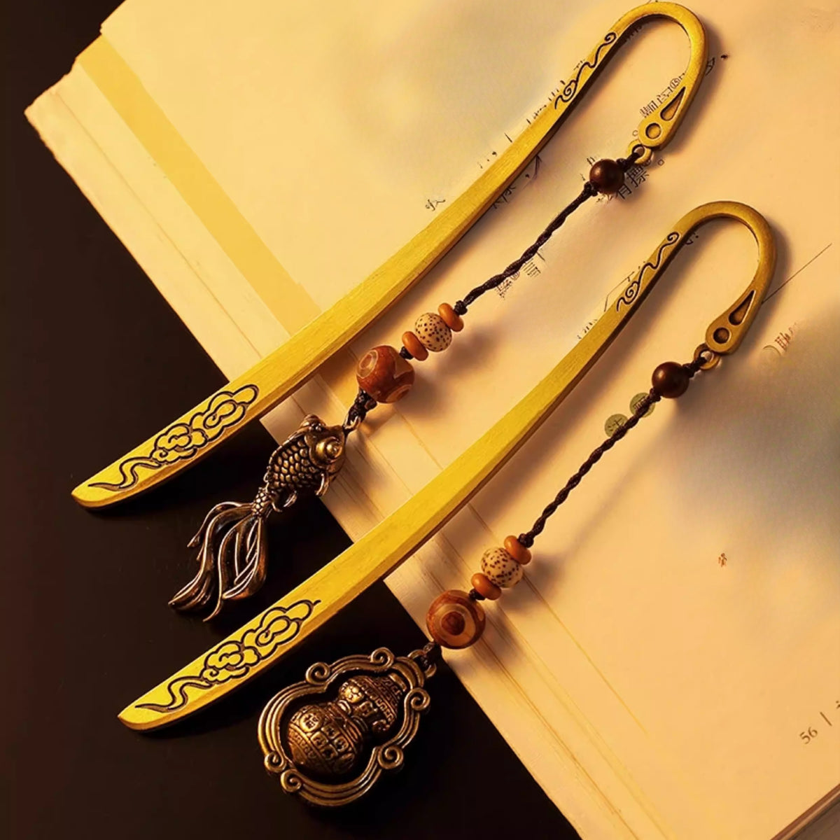 Chinese Style Brass Bookmark with Tassel