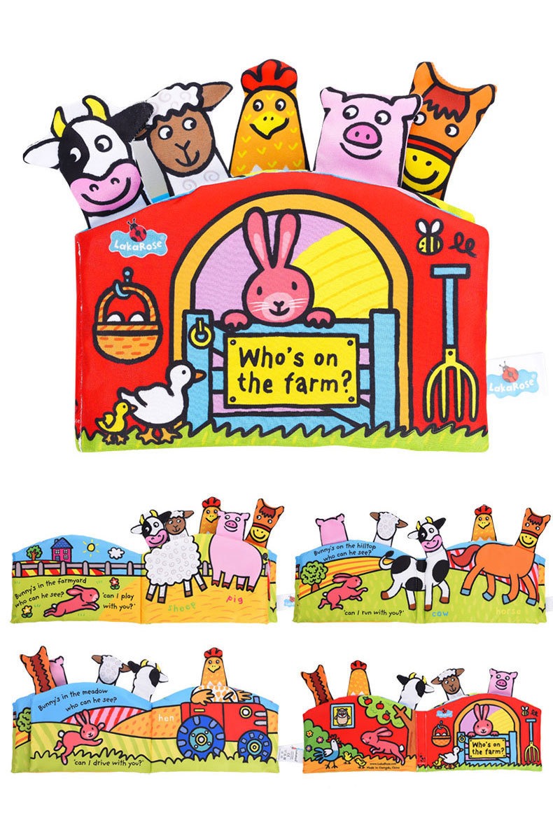 LakaRose Baby Sensory Soft Book - Crinkle & Squeak Animals