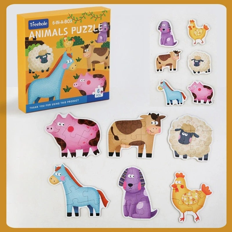 Kids' 6-in-1 Wooden Learning Puzzles - Assorted Themes