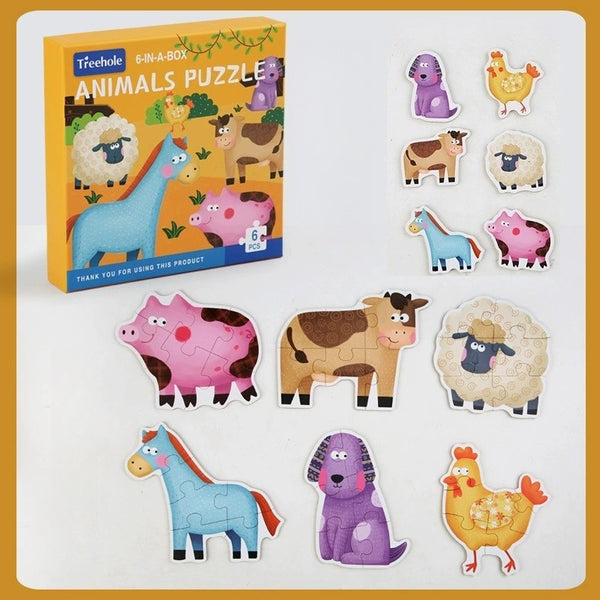 Kids' 6-in-1 Wooden Learning Puzzles - Assorted Themes