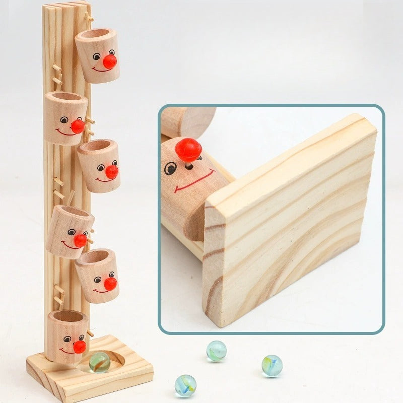 Wooden Clown Ball Drop Game