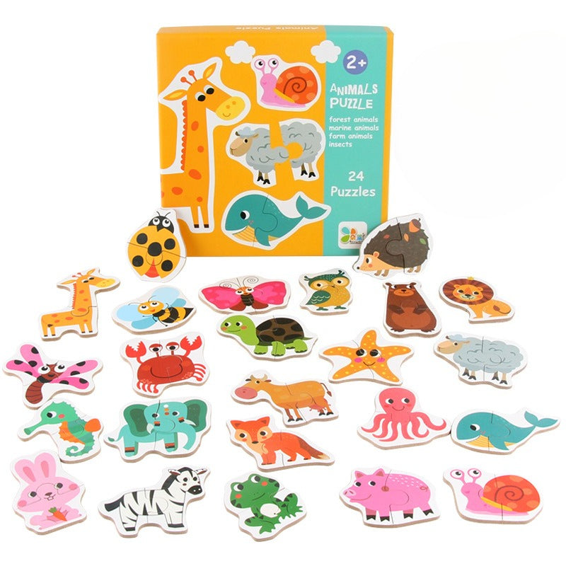 First Learning Wooden Matching Puzzles – Animal, Traffic & Veggie Sets
