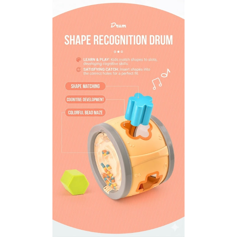 2-in-1 Baby Shape Sorter and Musical Drum Toy