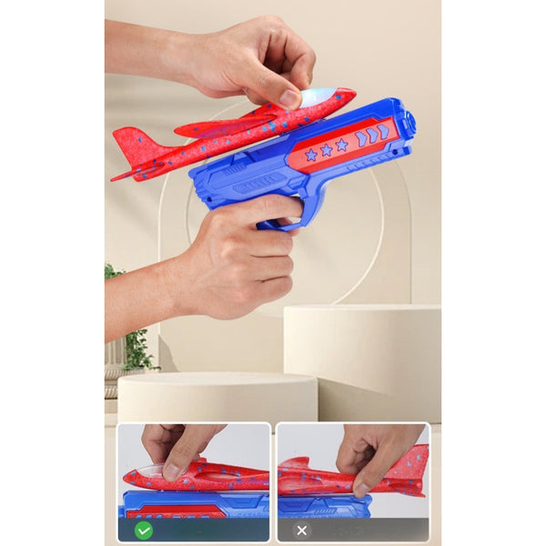 Foam Airplane Catapult Launcher with LED Glider