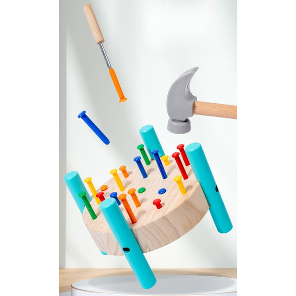 Wooden Hammering Peg Board Toy for Kids