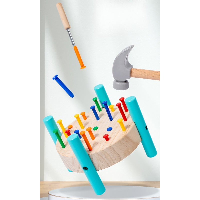 Wooden Hammering Peg Board Toy for Kids