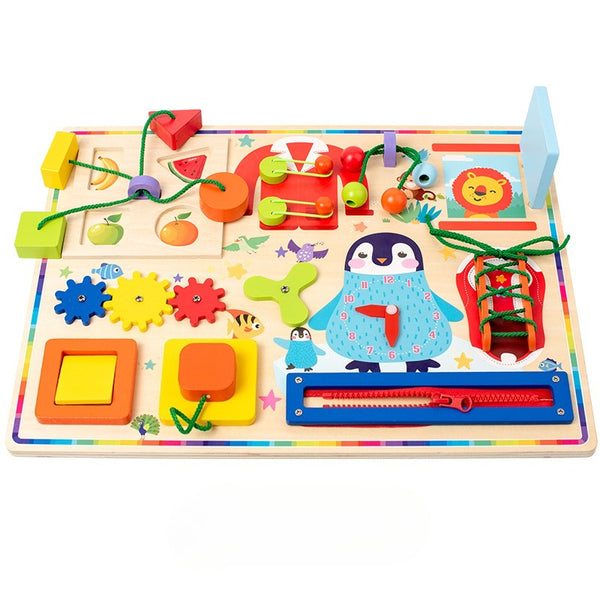 Wooden Galaxy Busy Board – Montessori Sensory Activity Station