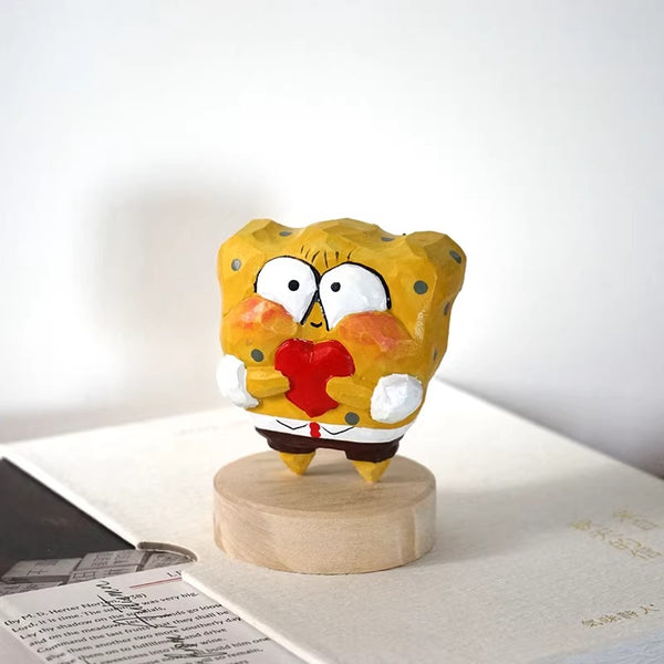 Hand-Carved Wooden Cartoon Character Figurine