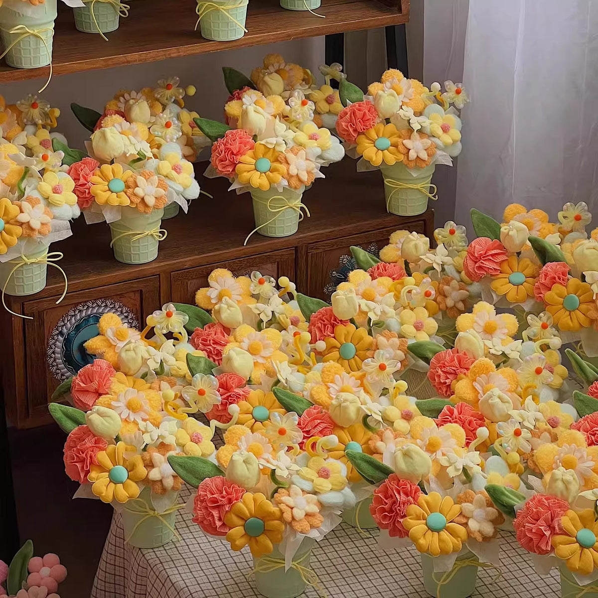 Handmade Fabric Flower Pot Ornament