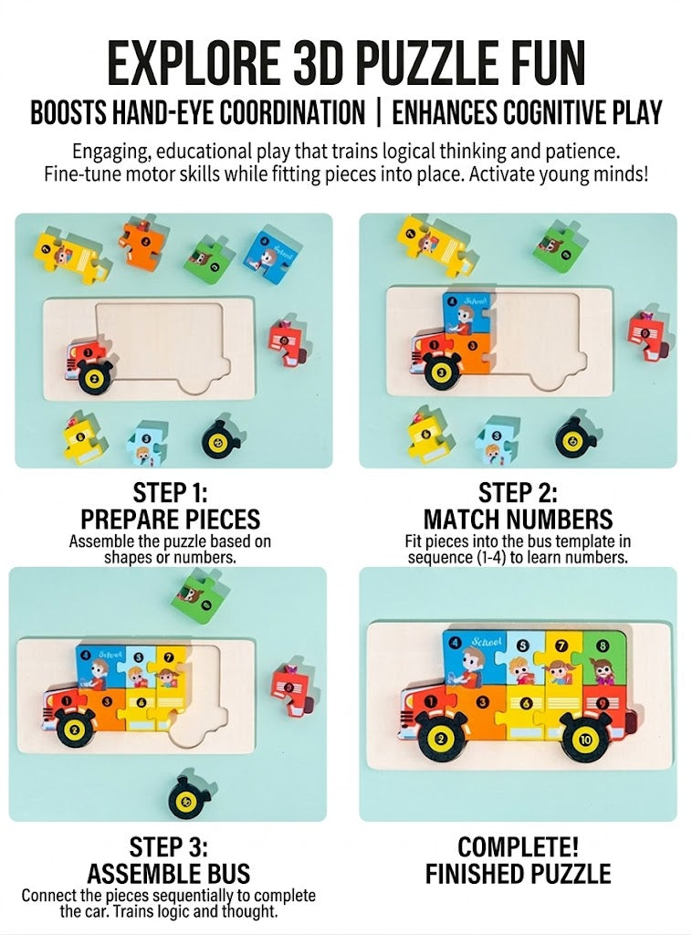 Wooden Number Jigsaw Puzzle for Kids