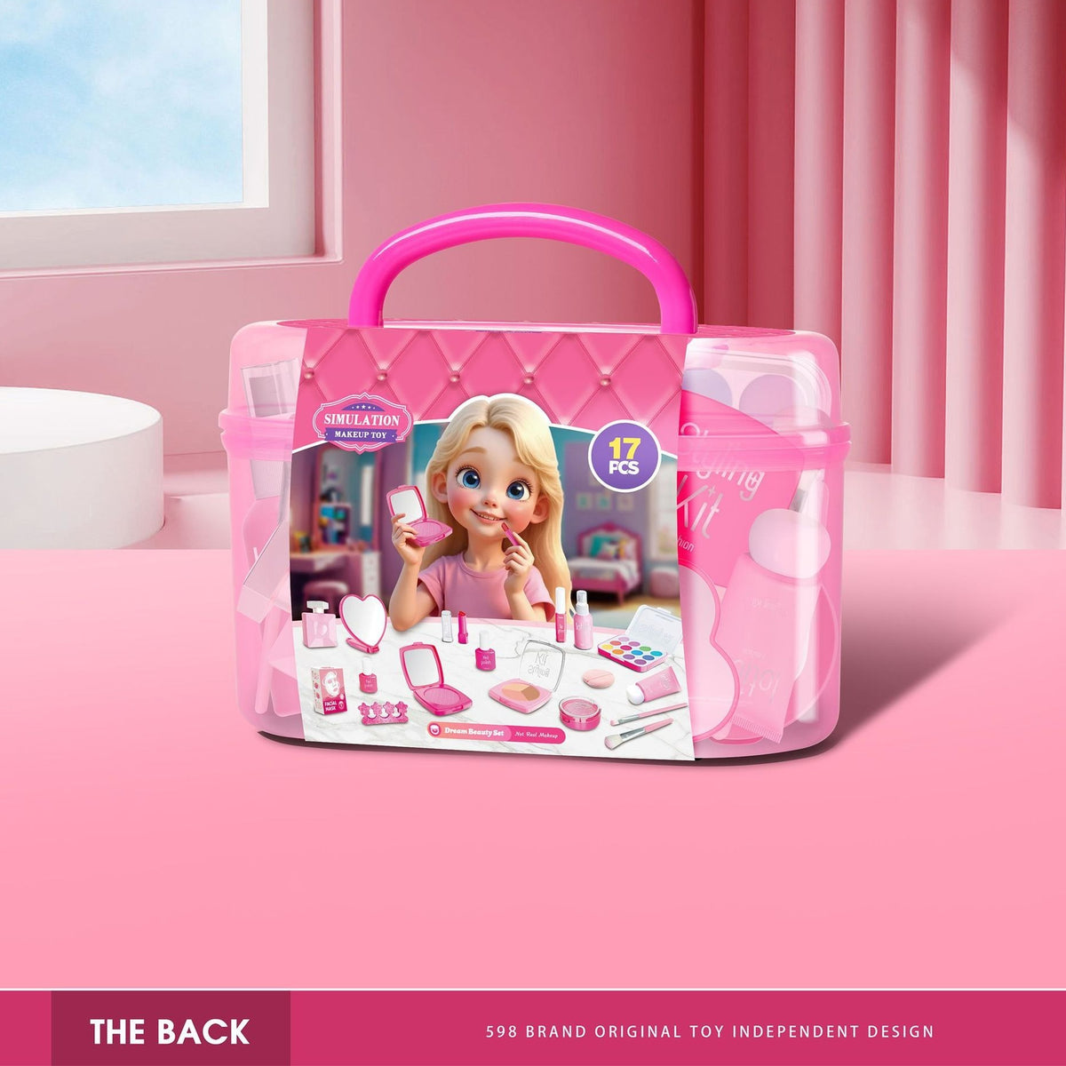 Kids' Pretend Makeup Styling Kit with Storage Box