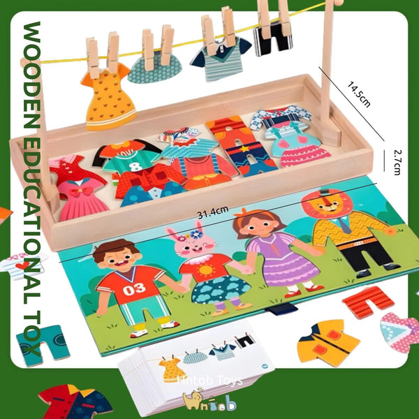 Clothesline Dress-Up Wooden Puzzle Activity