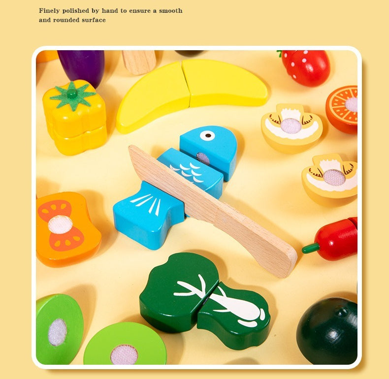 Wooden Fruit & Vegetable Pretend Play Cutting Set