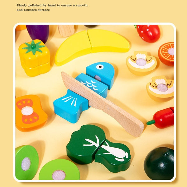 Wooden Fruit & Vegetable Pretend Play Cutting Set