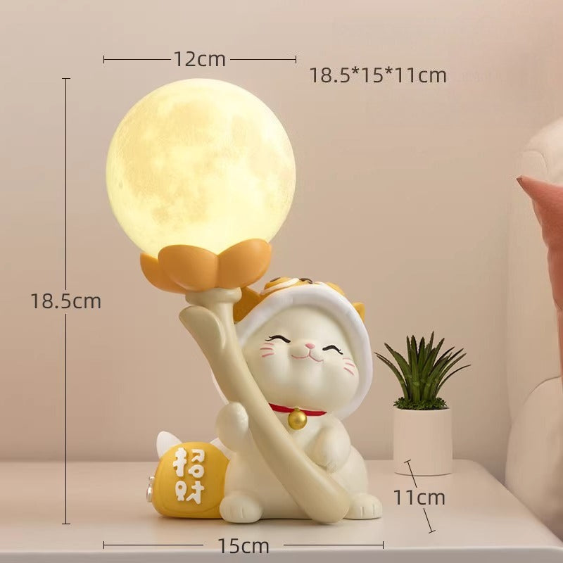 Lucky Cat Moon Night Light and Ornament