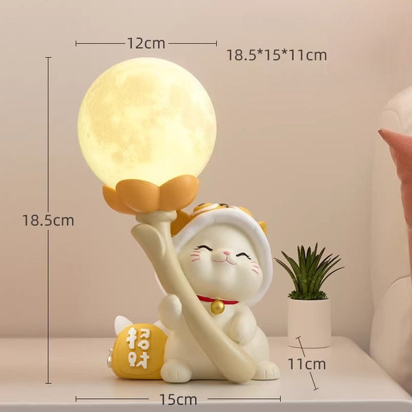 Lucky Cat Moon Night Light and Ornament