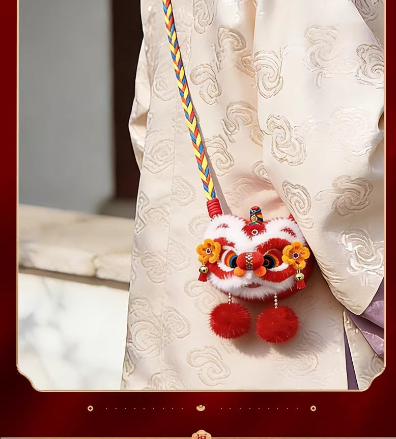 Festive Lion Dance Plush Crossbody Bag