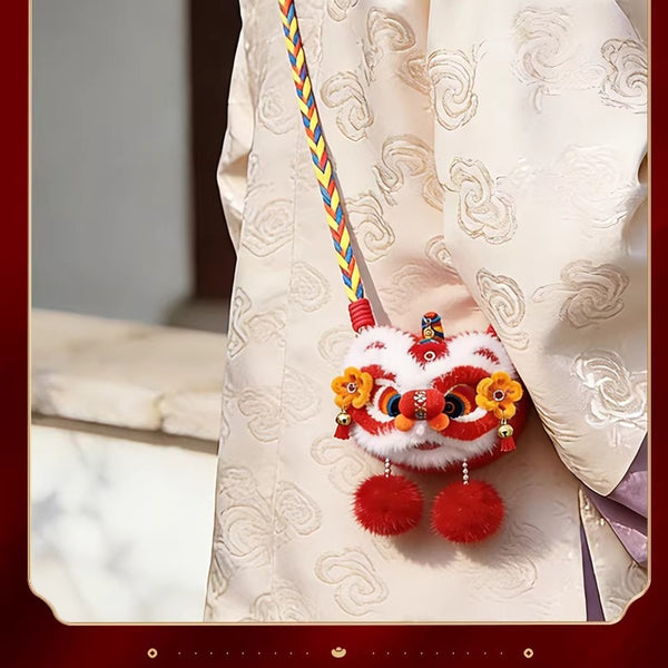 Festive Lion Dance Plush Crossbody Bag