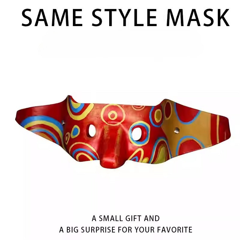 Red Abstract Pattern Half Mask