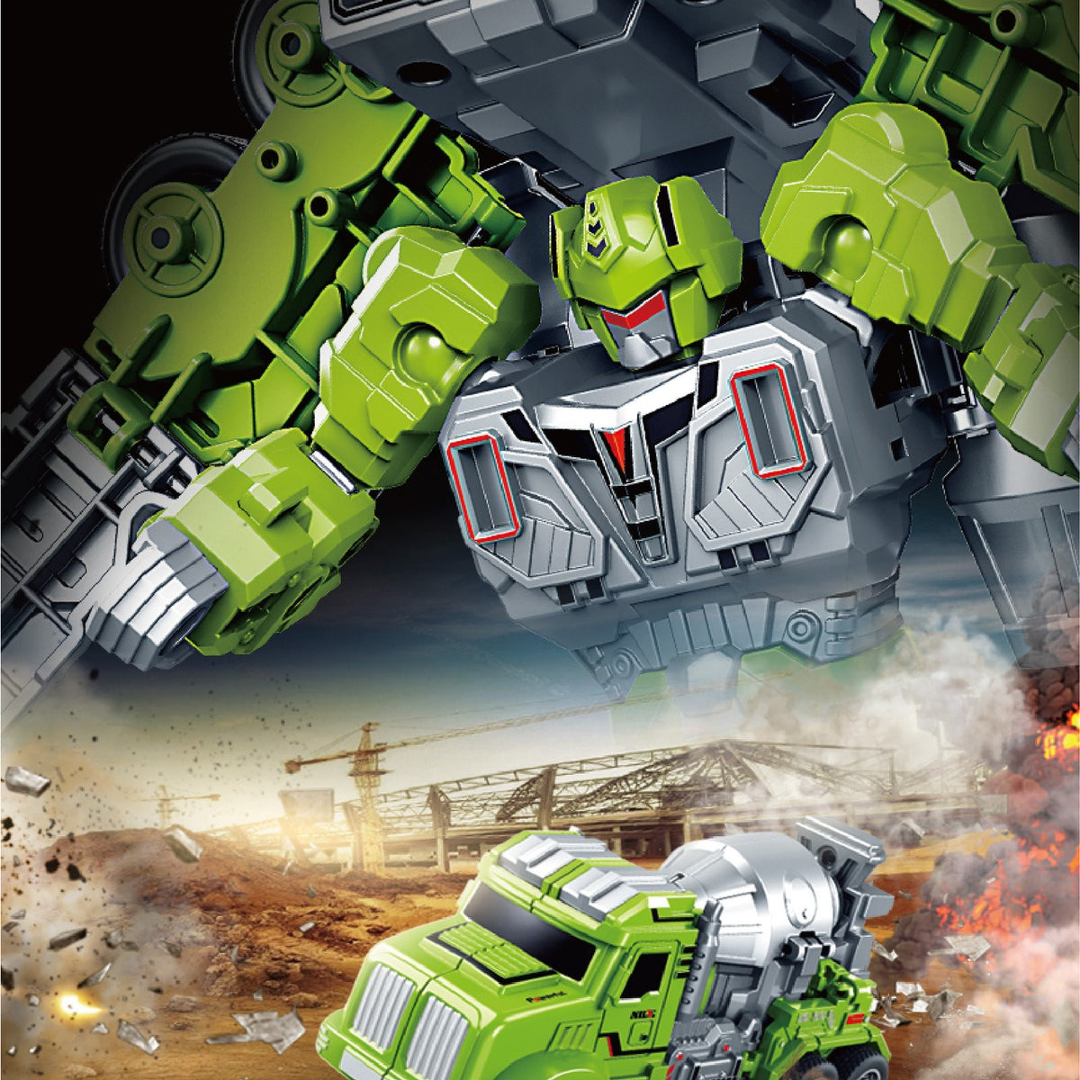 2-in-1 Construction Mixer Truck Transforming Robot
