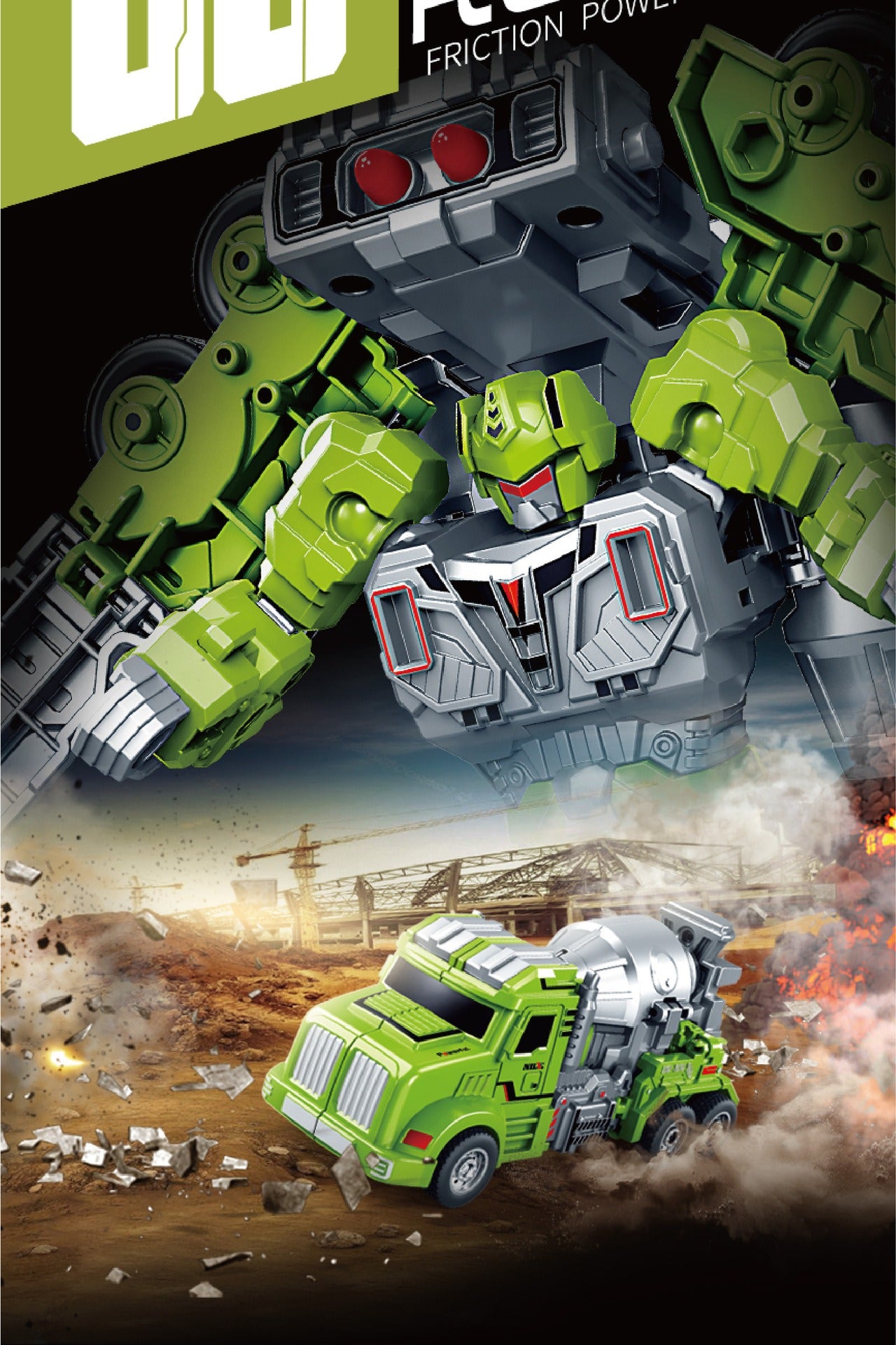 2-in-1 Construction Mixer Truck Transforming Robot