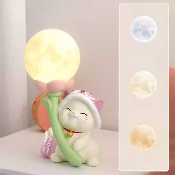 Lucky Cat Moon Night Light and Ornament