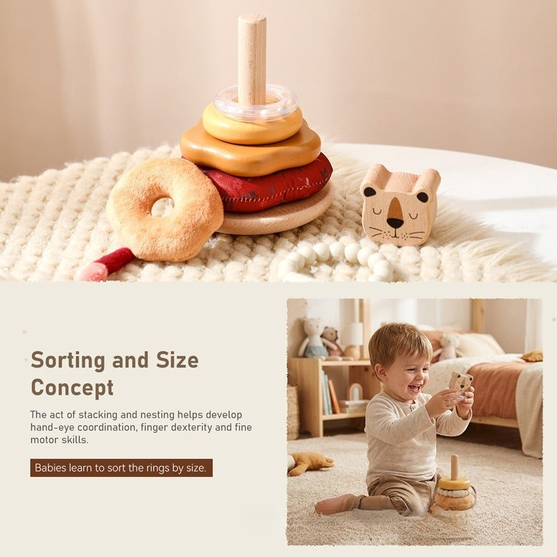 Wooden Lion Stacking Rings Developmental Toy
