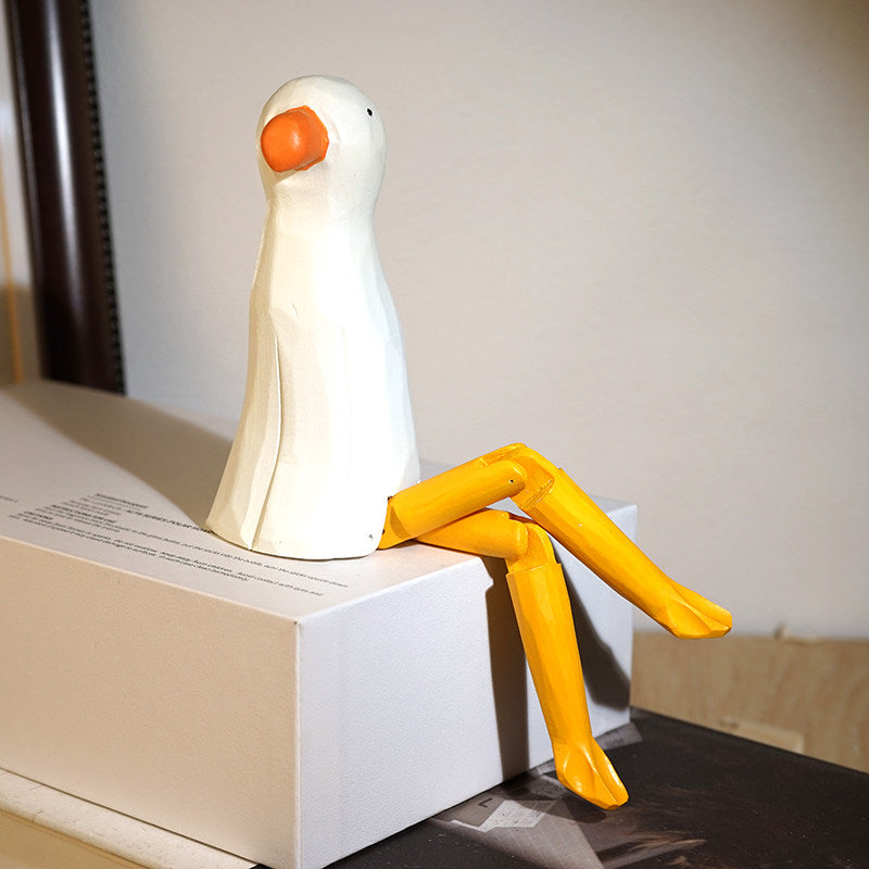 Hand-Carved Wooden Mallard Duck Shelf Sitter Figurine FantastiKurios