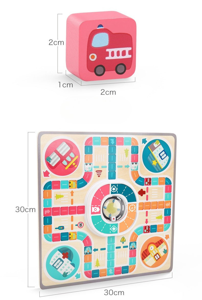 Traffic City 2-in-1 Wooden Board Game