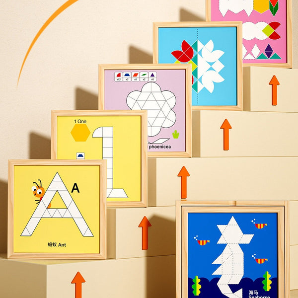 Magnetic Wooden Tangram Puzzle Set - 255 Pieces