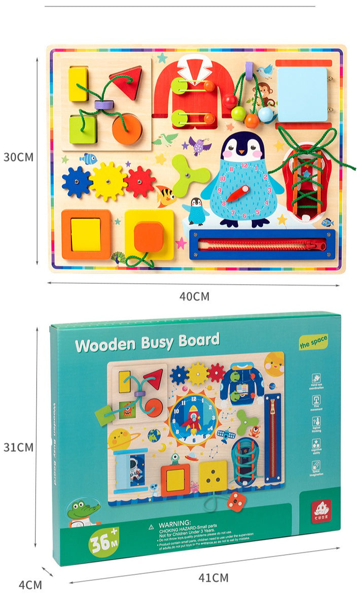 Wooden Galaxy Busy Board – Montessori Sensory Activity Station