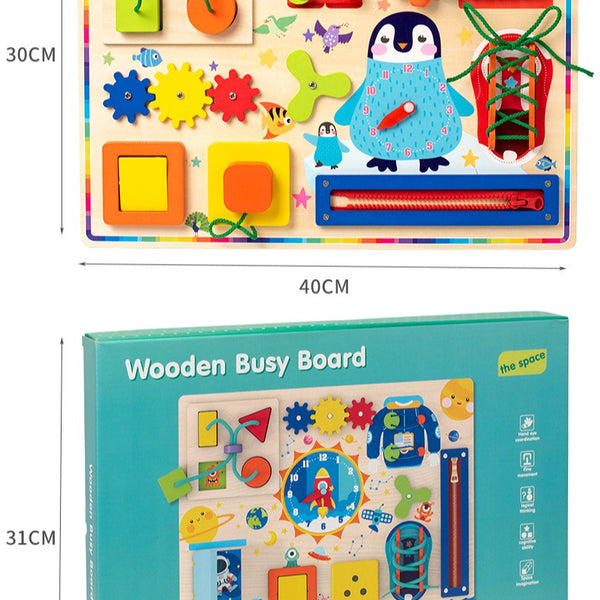 Wooden Galaxy Busy Board – Montessori Sensory Activity Station