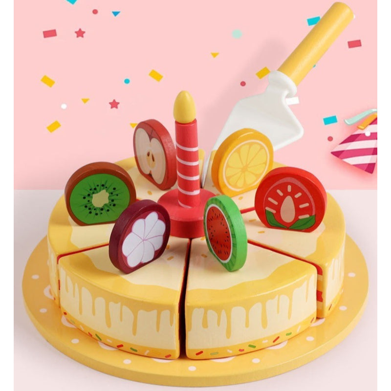 Wooden Pretend Play Fruit Cake Set