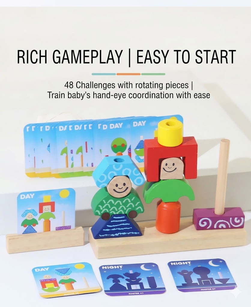 Day and Night Wooden Logic Stacking Toy